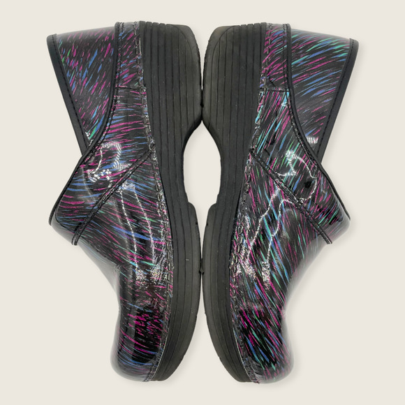 Dansko LT Pro Wavy Lines Purple Blue Black Patent Comfort Clogs 37 6.5 - 7 - Picture 6 of 9